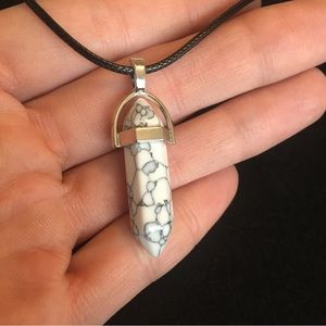 Faux White Turquoise Stone Necklace